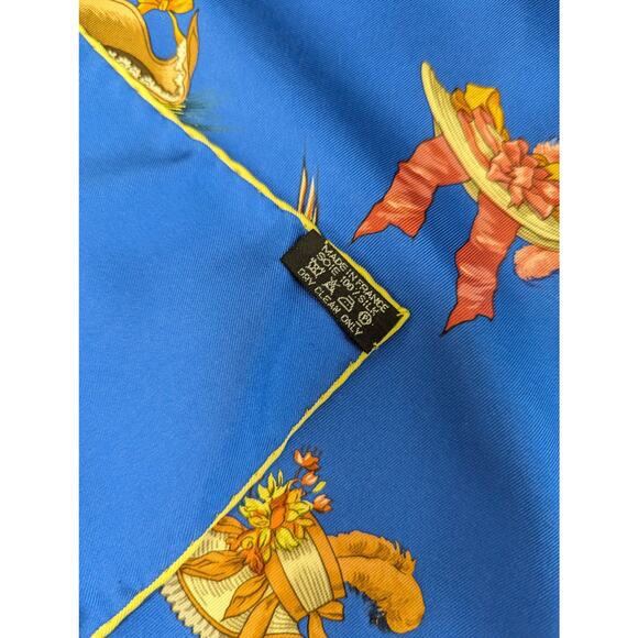 Authentic Hermes Blue Paris Modiste Silk Scarf 90cm - Picture 9 of 10